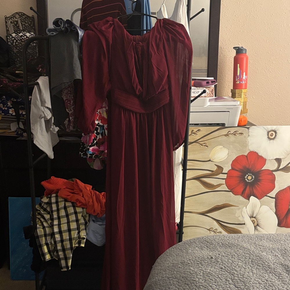 Ever Pretty Burgundy Long Sleeve Maxi Gown